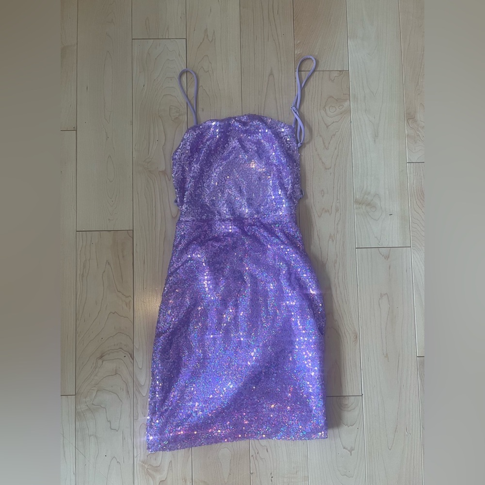 Lucy In The Sky Purple Sequined Bodycon Mini Dress, NEVER WORN, XS